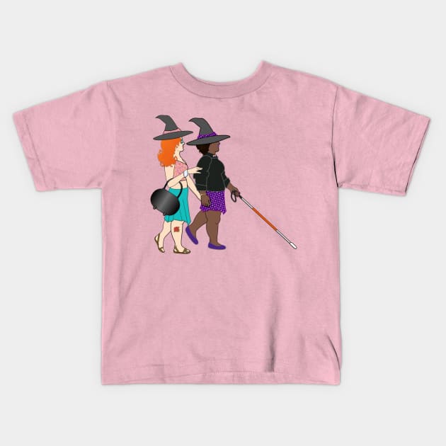 Disabled Witch Couple Kids T-Shirt by RollingMort91